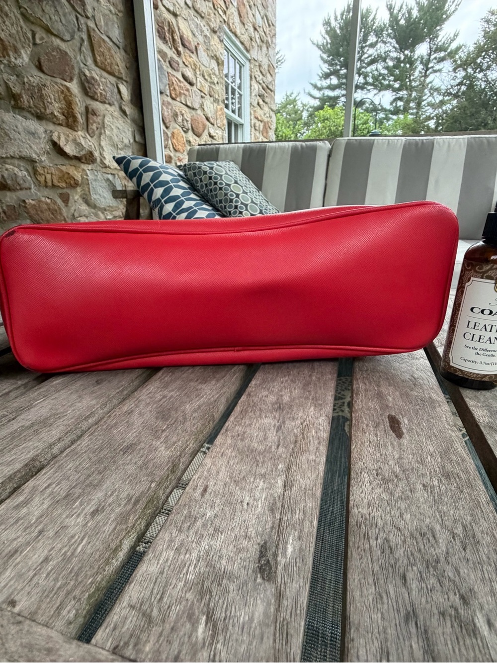 Coach Peyton Handbag F27349 Red Crossgrain Leather Zip Top Work Tote Bag Coral - Picture 6 of 11